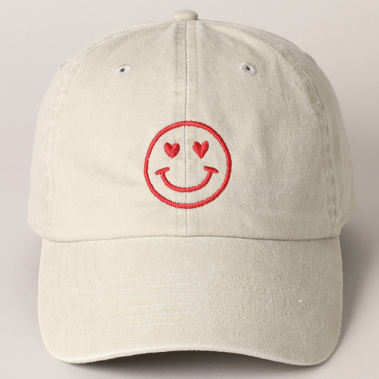 Happy Face Embroidered Cap